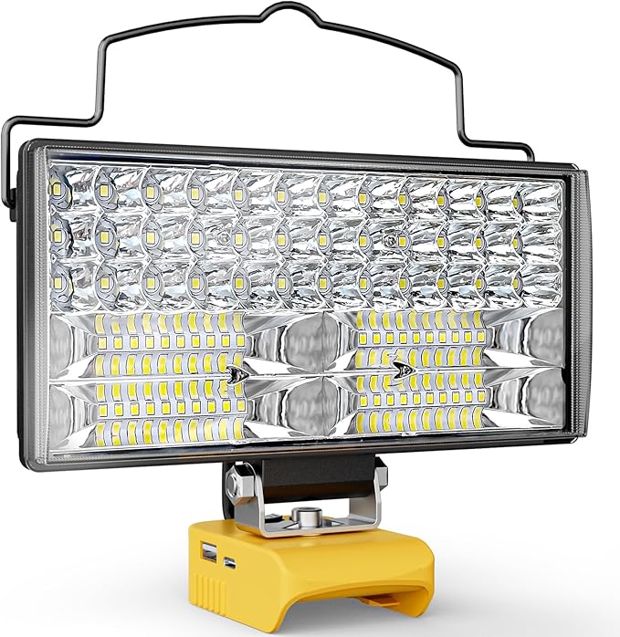 Ecarke LED Work Light Compatible with DeWALT 20V, 100W 10000LM Cordless Flashlight, 7" Battery Flood Light with Low Voltage Protect for Emergency, Job Site & Security Lighting, Battery Not Included