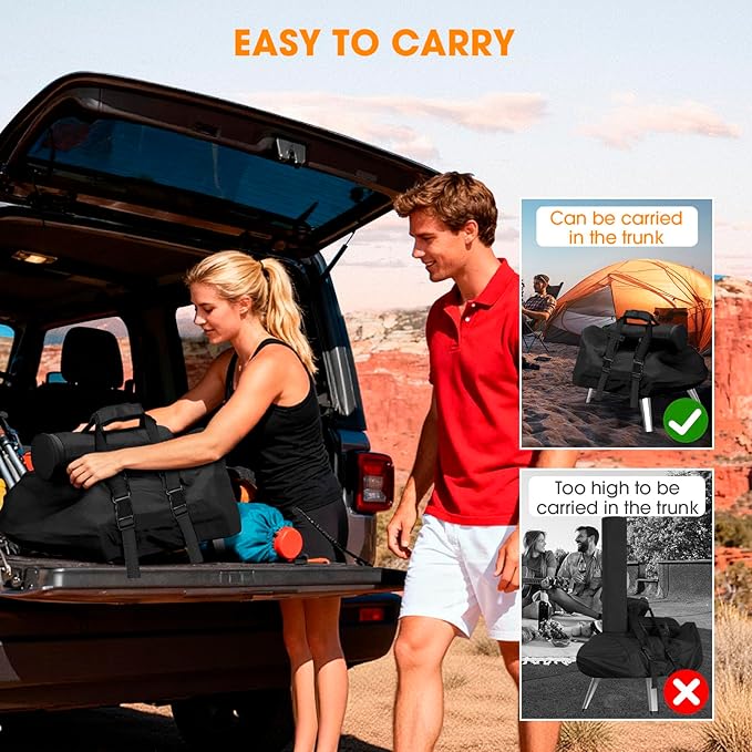 Carry Cover for Ooni Karu 12, Waterproof Pizza Oven Grill Cover with Chimney Bag for Outdoor, Heavy Duty Portable Outside Dust Pizza Oven Accessories with Adjustable Straps Easy to Clean, Black