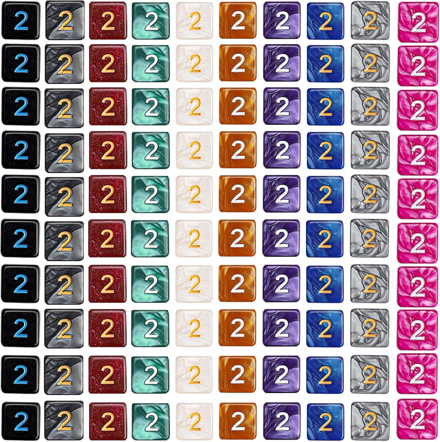 CiaraQ DND Polyhedral Dice (100pcs) with A Dice Bag Compatible with Dungeons and Dragons DND RPG MTG Role Playing Table Games (D6 dice, 10 colors-100 pcs)