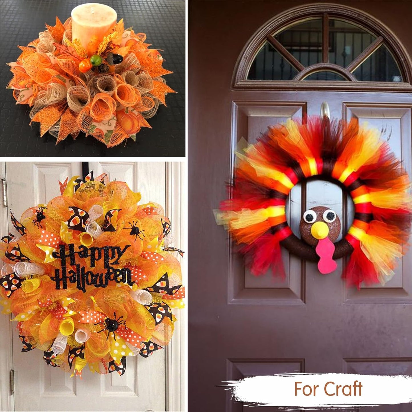 TONIFUL 2 Rolls 10 Inch Yellow Decorative Mesh Ribbbon Rolls, Fabric Mesh for Mesh Wreath Supplies, Front Door Wreath Crafts Tree Decor Christmas NewYears Halloween Decoration (10 yds/roll)