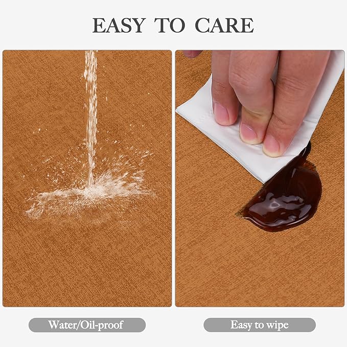 Faux Leather Heat Resistant Fall Placemats Set of 4 – Waterproof Oilproof Wipeable Dining PU Vinyl Place Mat Easy Clean Table Mats for Kitchen/Dining/Party/Holiday, Orange