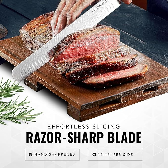 Cutluxe Carving Knife Set for BBQ & Brisket – Razor Sharp German Steel Slicing and Boning Knife for Meat Cutting, Full Tang & Ergonomic Handle, Grilling Gifts for Men – Artisan Series