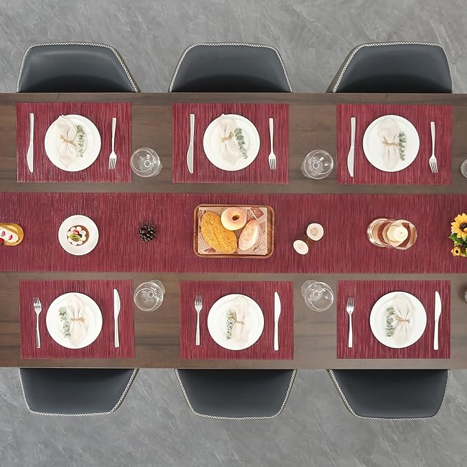 Myir JUN Table Runner, Vinyl Table Runner Indoor 72 Inch Long Arbitrarily Cropped Runner for Table Heatproof for Home Party (Red, 15 x 72 inch)