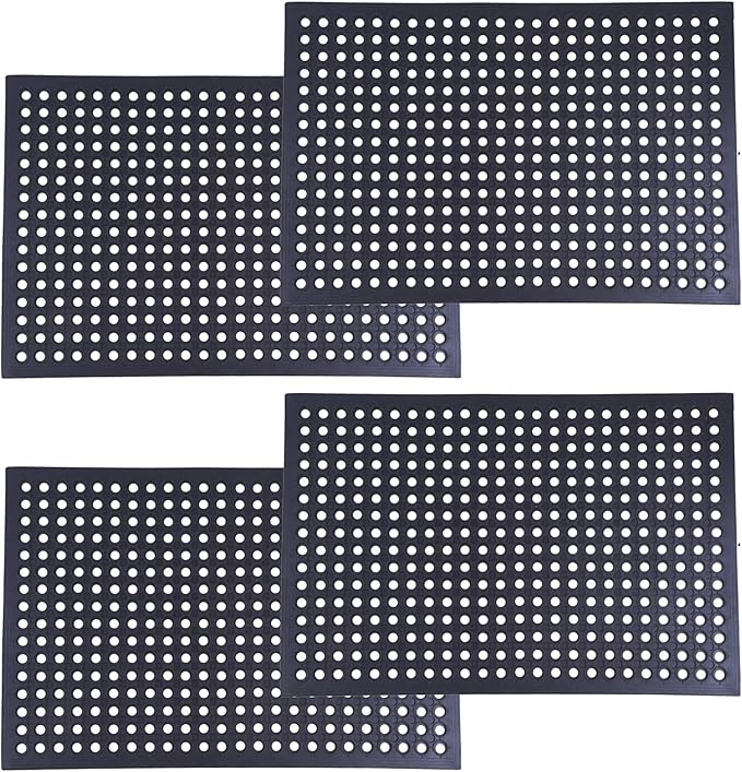 Outdoor Mat, Odorless Flexible Entrance Floor Mat, Anti-Slip Workplace Mats, Anti-Fatigue Tiles Open Work Mats, for Kitchen, Bathroom, Warehouse, Restaurant (4, 36"x24")