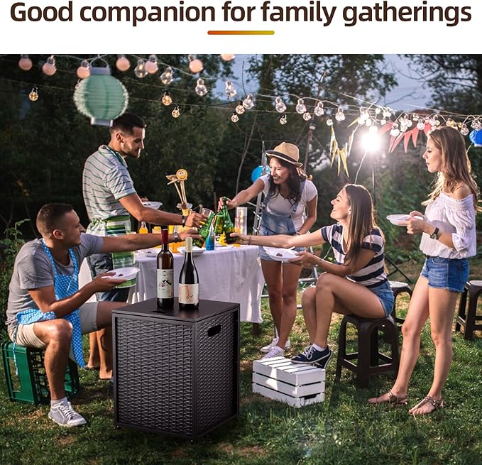 Outdoor Propane Tank Cover - 20 lbs Tank Side Table with Storage, Dual Function for Gas Fire Pit, Grill, Griddle & Stoves