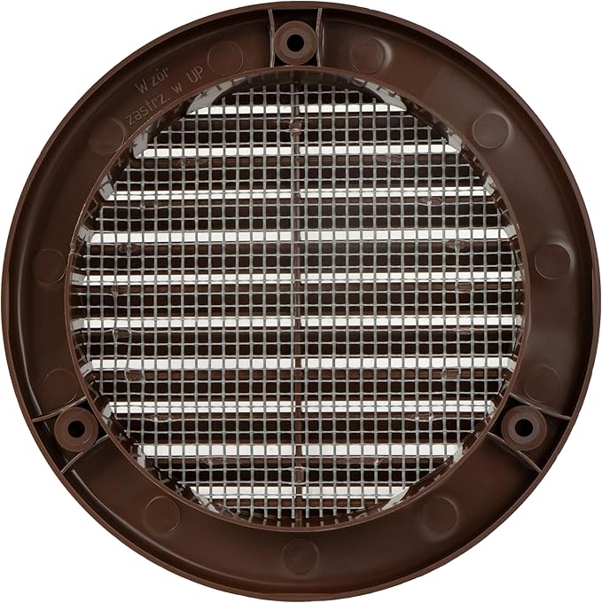4 Inch [Opening] Brown Air Vent Cover – Pack of 10 – Plastic Round Air Vent Grill Cover for Wall or Ceiling, Built-in Mesh Screen/HVAC Return Air Register – Modern Louvered Design