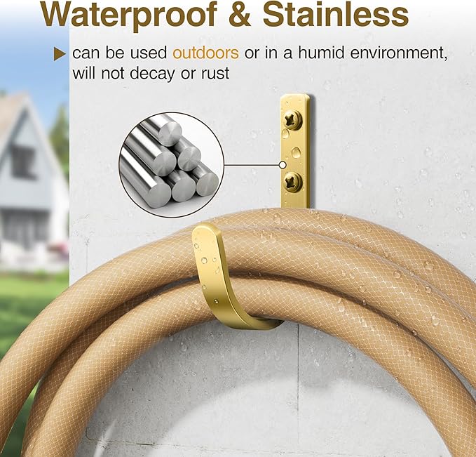 10 Pack Wall Hooks for Hanging Towel/Coat - 22LB Screw in Metal Hanger Wall Mount, for Outdoor, Closet, Door, Bathrooms, for Backpack, Robe, Brushed Gold