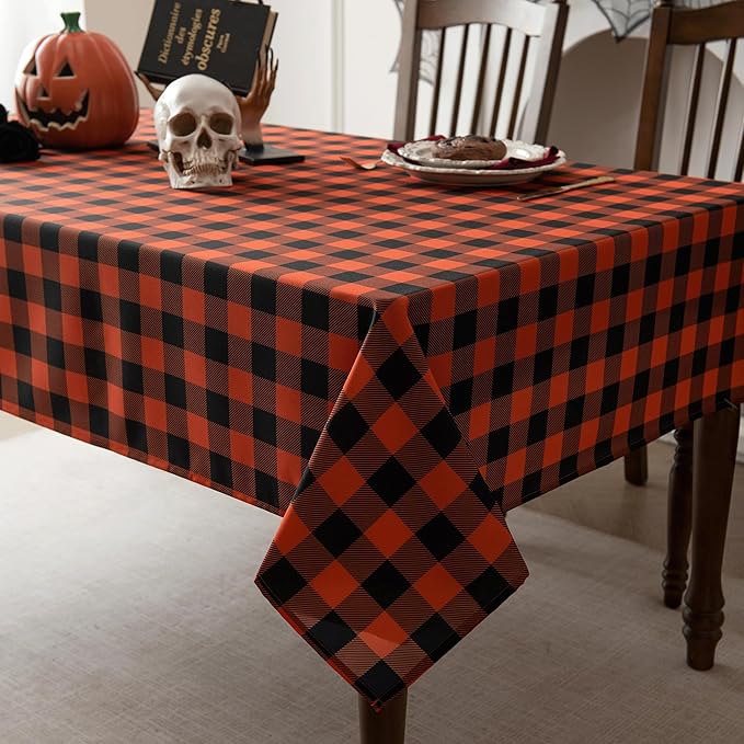 Classic Gingham Buffalo Tablecloth Fabric - Oblong 90x156 Inch Water Proof Checkered Table Cloth for Indoor Outdoor - Table Cover for Birthday, Picnics, BBQs, and Parties