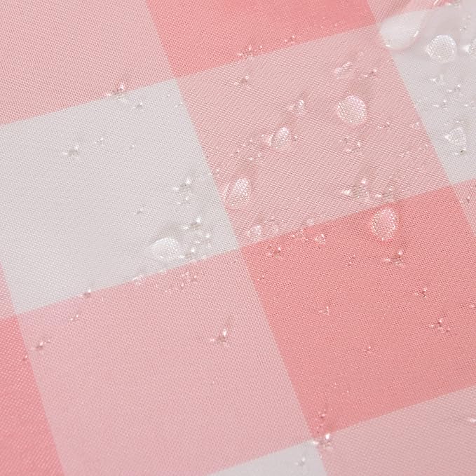 Cupuamon 2 Pack Waterproof Polyester Fabic Rectangle Checkered Tablecloth，60x84 Outdoor Table Cloth，Oil Stain Prevention Table Cloth for Pinics and Parties（Pink and White）