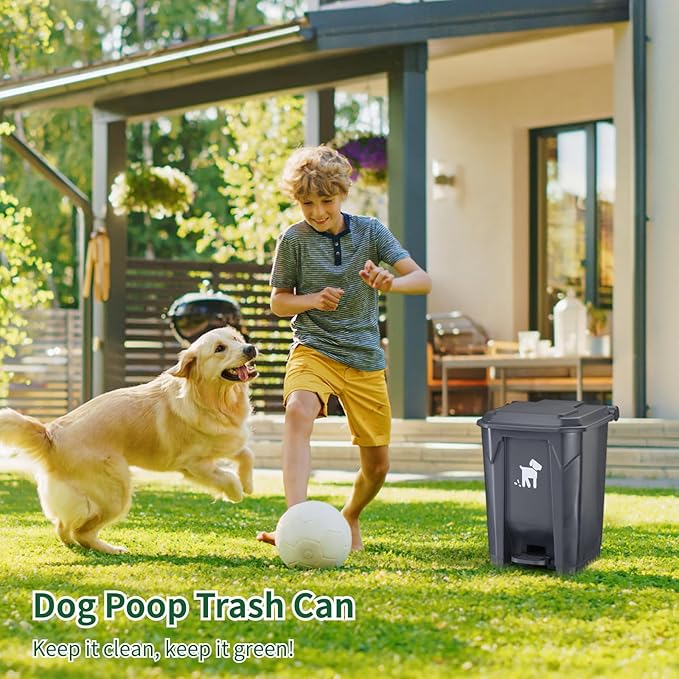 Pet Waste Container - 20L Outdoor Dog Poop Trash Bin with Removable Inner Bin, 150 Waste Bags for Small/Large Dog Families