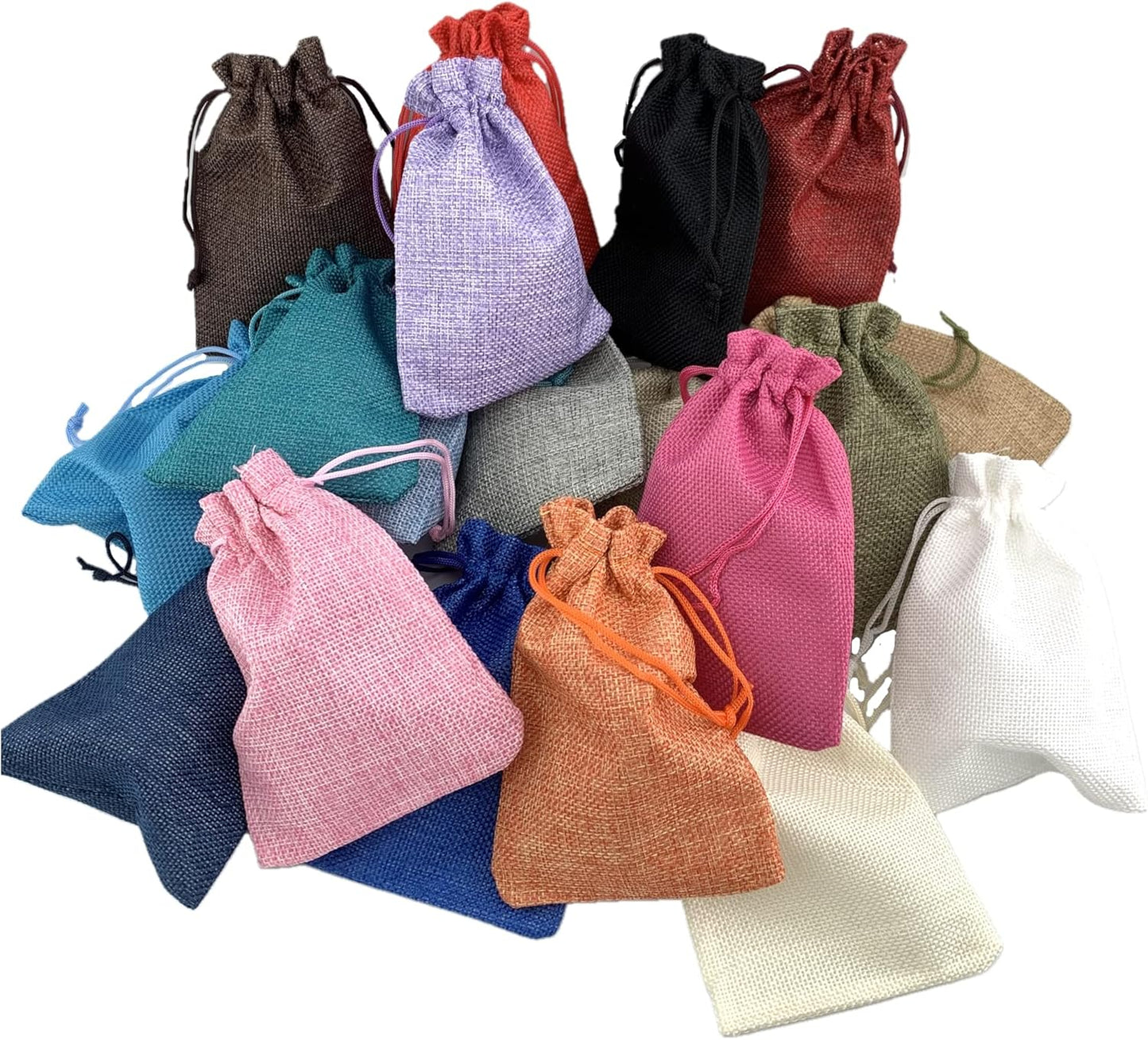 Palmhomee Pack of 20 Burlap Gift Bags with Drawstring Linen Jewelry Pouches Wedding Hessian Jute Bags for Birthday Treat Pouches Party Wedding Favors Gift(4x5.6 Inch, Mixed Colors)
