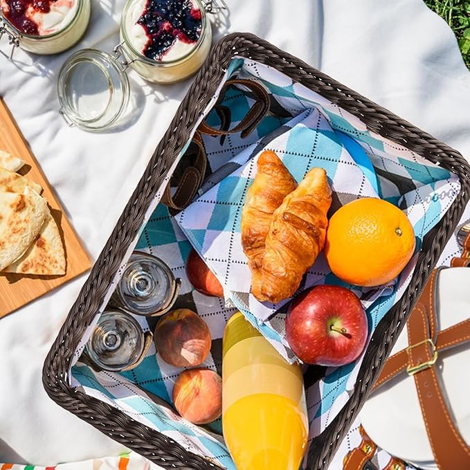 5 PCS 13.8x9.8 Inch Wicker Bread Basket, Woven Serving Basket, Tabletop Food Serving Basket for Restaurant, Bakery, Family Party, Hotel Serving, Fruits, Vegetables and Snacks, coffee