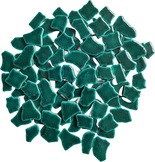 0.78"-1.57" Irregular Ceramics Mosaic Tiles,1.1LB Mosaic Pieces Stones for Home Decoration DIY Craft Plates Flowerpots Vases Cups Mosaic Making Supplies (Cracked Ice Green)