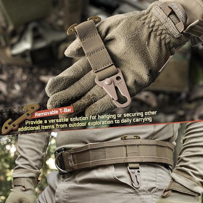 LIVANS Molle Belt Clip Key Holder Tactical Battle Belt Plate Carrier Vest Attachment Clip for Hanging Keys or Gloves, Universal Fit Molle Accessories Clip |T-Mount Clash Hook, Include Z-Buckle