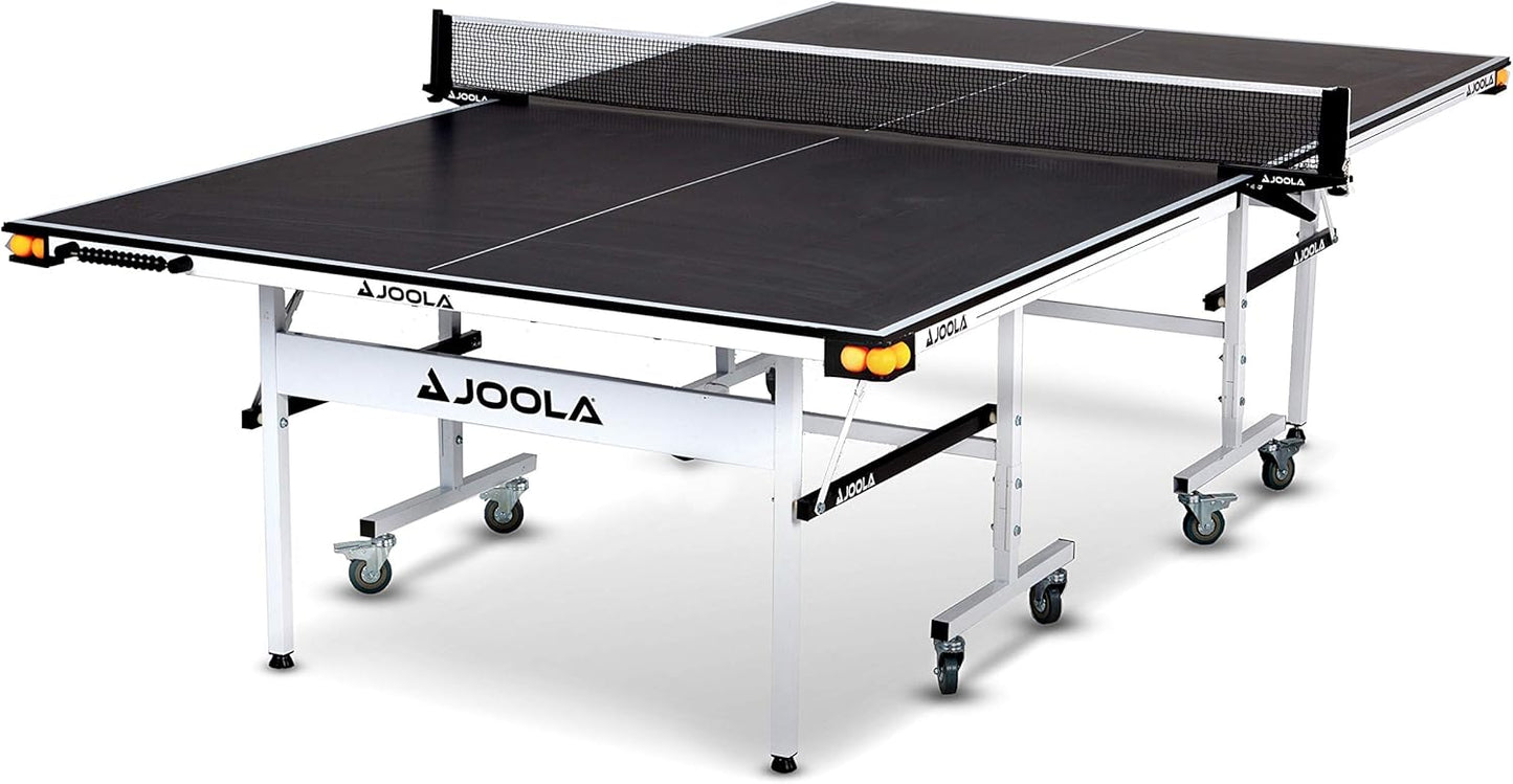 JOOLA Rally TL Professional MDF Indoor Ping Pong Table w/Quick Clamp Table Tennis Net & Post Set - 10 Minute Easy Assembly - Corner Ball Holders - Tournament Quality - Includes Playback Mode