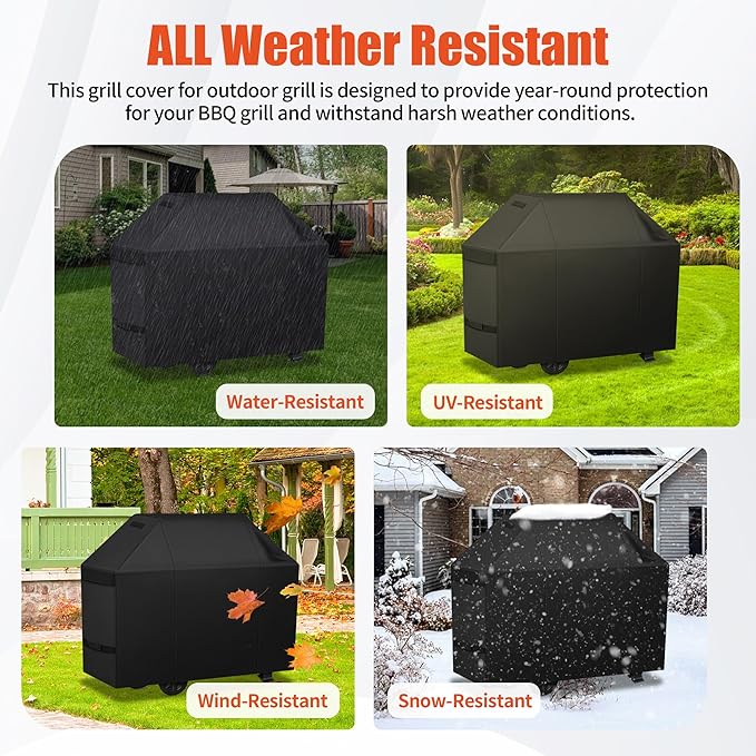 iCOVER Grill Cover 58 inch, BBQ Grill Cover for Outdoor Grill, 600D Heavy Duty Waterproof BBQ Cover, Anti-UV and Rip-Proof Barbecue Cover, Gas Grill Cover for Weber, Char-Broil, Nexgrill, etc