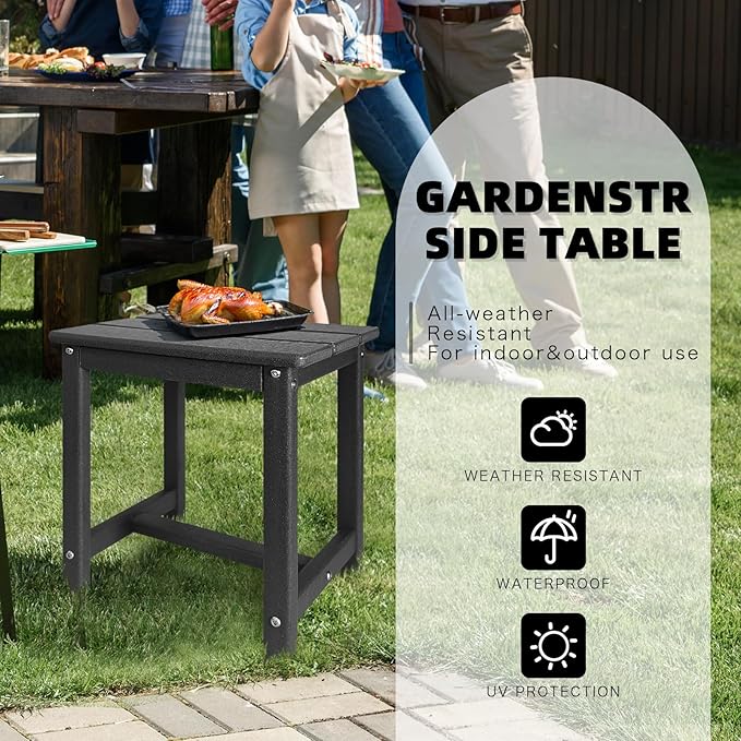Adirondack Square Side Table,one-Tier Outdoor end Table, Patio Side Table for Pool,Porch,Backyard,Relaxing Companion
