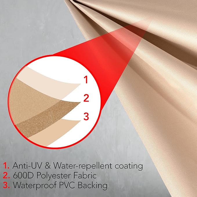 Heavy Duty BBQ Grill Cover for Outdoor Grill, 72 Inch – Waterproof, Weather Resistant, UV & Fade Resistant with Adjustable Straps – Gas Grill Cover for Weber, Genesis, Charbroil, etc. Tan