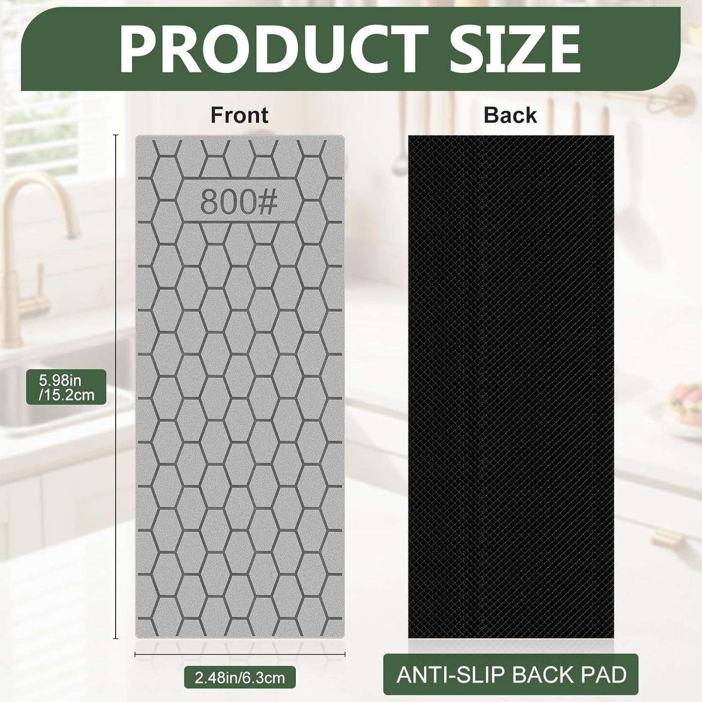 Diamond Sharpening Stone, 5 Pcs Knife Sharpener Stone with Non-Slip Base, Diamond Sharpening Plate for Scissors Pocket Knife Outdoor Kitchen Sharpening Tools (400/600/800/1000/1200 Grit)