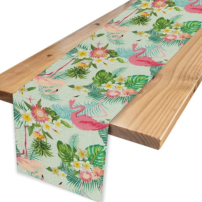 Tropical Table Runner,Hawaii Seasonal Floral Spring Summer Plants Pineapples Boho Table Center Decor for Family Kitchen and Living Room Outdoor Farmhouse Party Table Decorations, 13"x90"