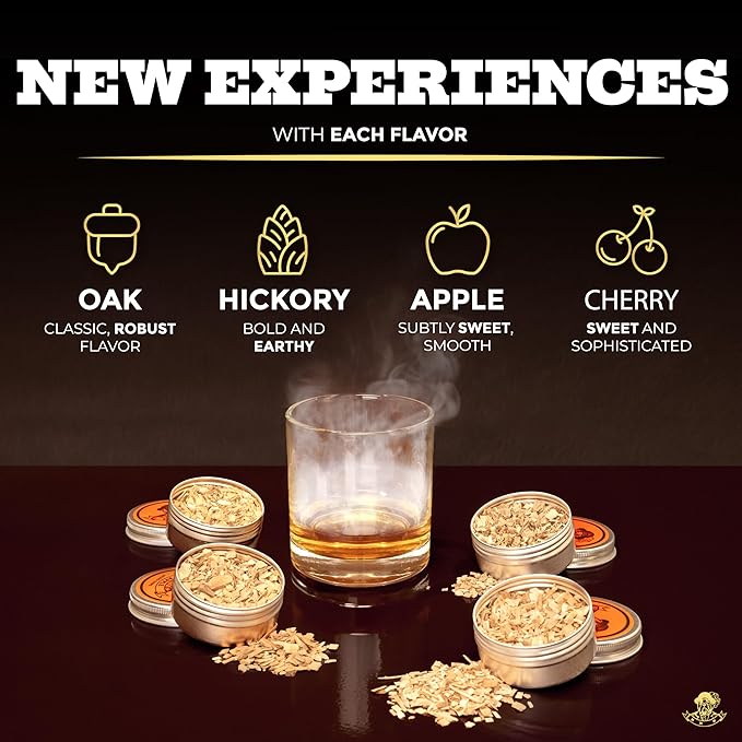 Cocktail Smoker Kit | Whiskey Smoker Kit | Bourbon Smoker kit | Old Fashioned Smoker Kit for Men with Stand, Torch & Wood Chips | Whiskey Gift for Men (No Butane Incl.)