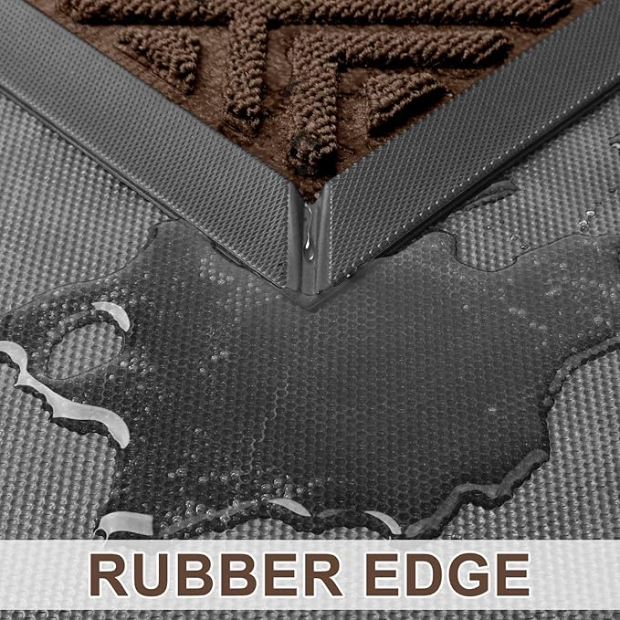 LEKEEPGO Large Front Door Mat Outside Entrance 31.5"x47", Drainage Welcome Matt Outside, Absorbent Doormat, Non Slip Rubber Mats, Dirt Resist Door Mats for Front Door, Patio, Home Entrance, Brown