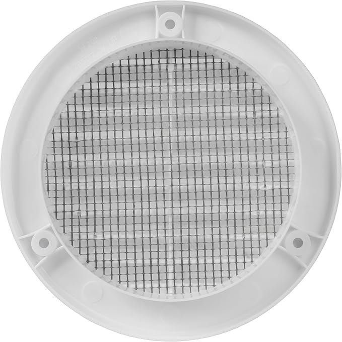 4 Inch [Opening] White Air Vent Cover – Pack of 10 – Plastic Round Air Vent Grill Cover for Wall or Ceiling, Built-in Mesh Screen/HVAC Return Air Register – Modern Louvered Design