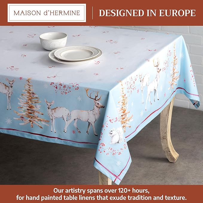 Maison d' Hermine Table Cloth Rectangle Table 100% Cotton 70 x 90 Inches Fall Tablecloth Reusable Everyday Use for Thanksgiving Christmas Decorations Dining Farmhouse Party (Fairy Tale Forest)