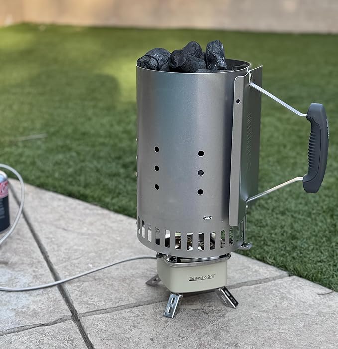 The Bincho Grill Charcoal Starter Gas Burner – 12,800W High Heat Mini Stove with 4 Heads – For Chimneys to Light Binchotan & BBQ Charcoal – Portable Propane/Butane Camping Stove with Piezo Ignition