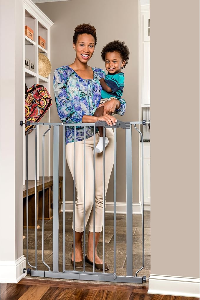Regalo Safety 36” Extra Tall Baby Gate for Doorways & Bottom of Stairs, Pressure Mount Safety Gate for Babies, Toddlers & Pets, Tested & Safe for 30 Years, American Designed, Family Owned, Platinum