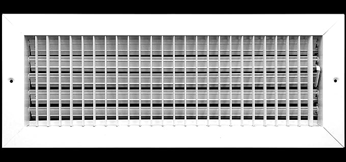 18"w X 6"h Adjustable AIR Supply Diffuser - HVAC Vent Cover Sidewall or Ceiling - Grille Register - High Airflow - White [Outer Dimensions: 19.75"w X 7.75"h]