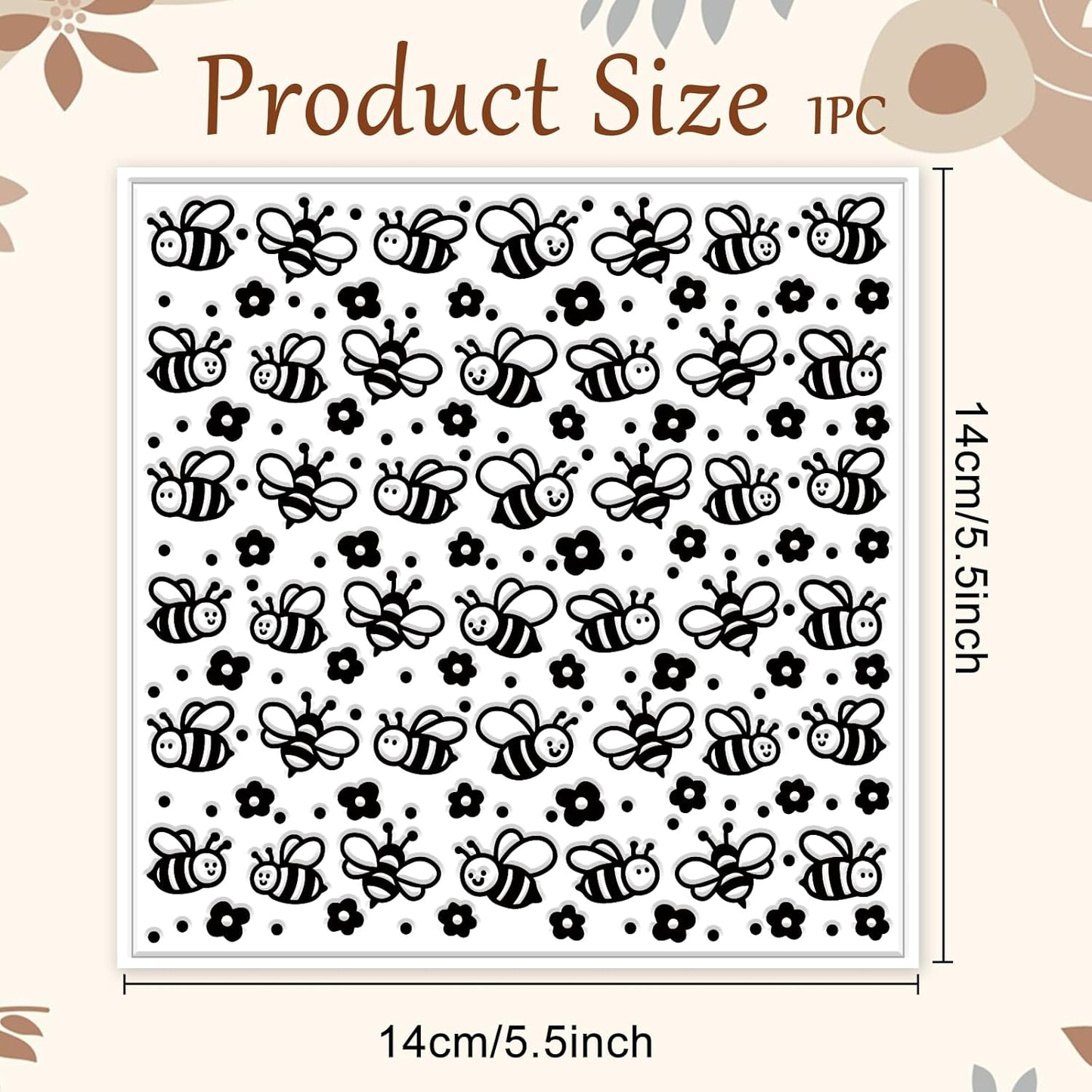 CHGCRAFT Cartoon Bees Pattern Polymer Clay Texture Sheet Seamless Flowers Pattern Silicone Texture Mat for Polymer Clay Making Earrings Jewelry DIY Crafts 5.5 × 5.5 Inch