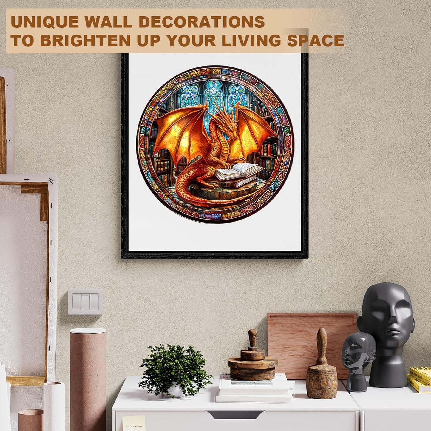 Wooden Puzzles for Adults, Dragon Wooden Puzzle,Magic Wooden Jigsaw Puzzles, Gifts for Family or Friends for Any Holiday.(13.4 * 13.4 in 300pcs)