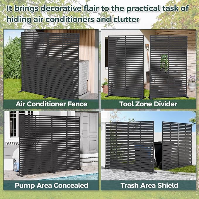 Privacy Fence Screen Outdoor Freestanding Privacy Panel, 72" H×47" W HDPE Decorative Panels with Stand, Room/Garden Divider, Outdoor Privacy Screen for Patio,Deck, Balcony, Pool