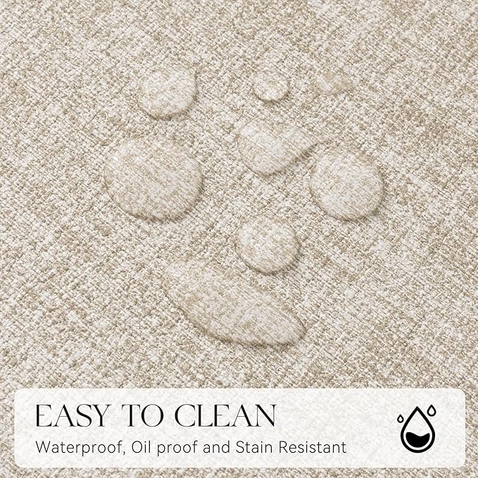 MOSAYT Faux Leather Placemats Set of 12, Heat Resistant Vinyl Place Mats with Coasters, Wipeable Washable 100% Waterproof Oil Proof Table Mat for Kitchen Dining Party Indoor Outdoor, 12" x 17", Beige