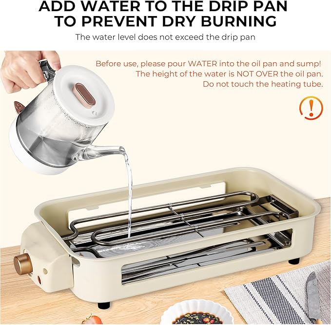 Pukomc Electric Indoor Grill,2 in 1 Indoor Grills for Kitchen with Grill Net & Non-Stick Cooking Removable Plate, Temperature Control, Dishwasher Safe, 1700W Smokeless barbecue