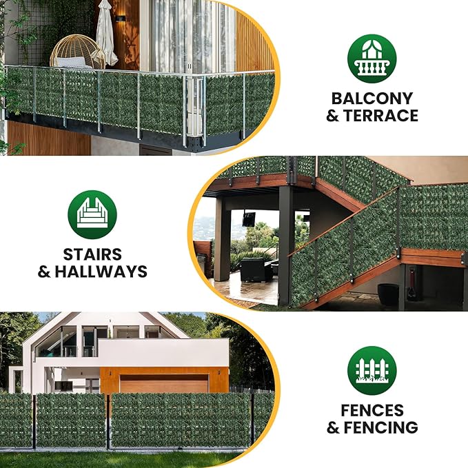 Artificial Ivy Privacy Fence Screen,140X40 in Privacy Fence Panels Balcony Privacy Screen Faux Ivy Hedge Vine Leaf Greenery Backdrop Privacy Screen Outdoor for Patio,Balcony, Garden, Backyard