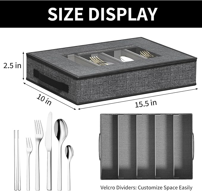 Aokeyee China Storage Containers Hard Shell 8 Piece, Mug, Wine Glass, Utensils, Plate Storage Containers w/Lid, Soft Dividers Felt Pads, Handles, Stackable Storage Organizer for Moving, Party, Grey
