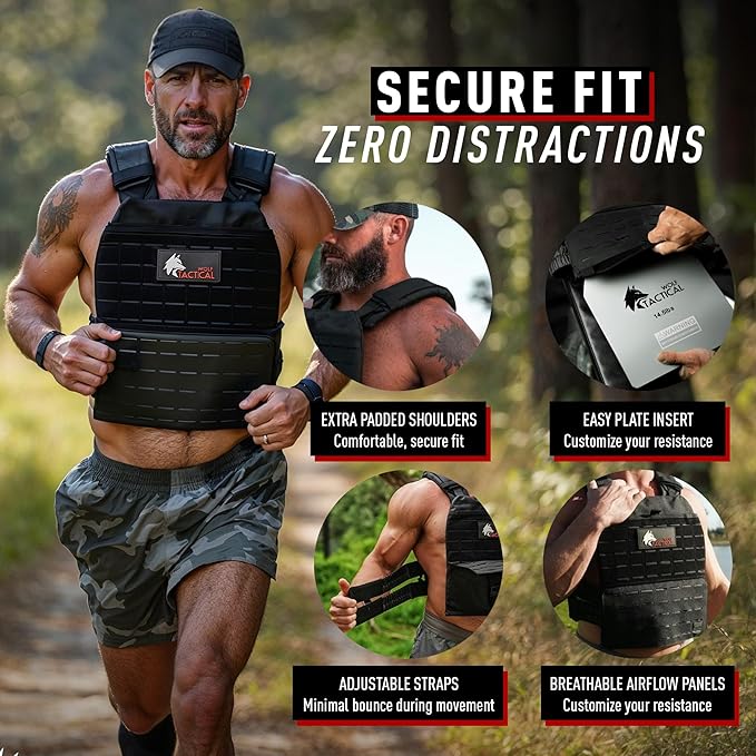 Wolf Tactical Adjustable Weighted Vest for Men & Women - Rucking, Workout, Running, Walking & CrossFit Weight Vest for Strength Training & Fitness