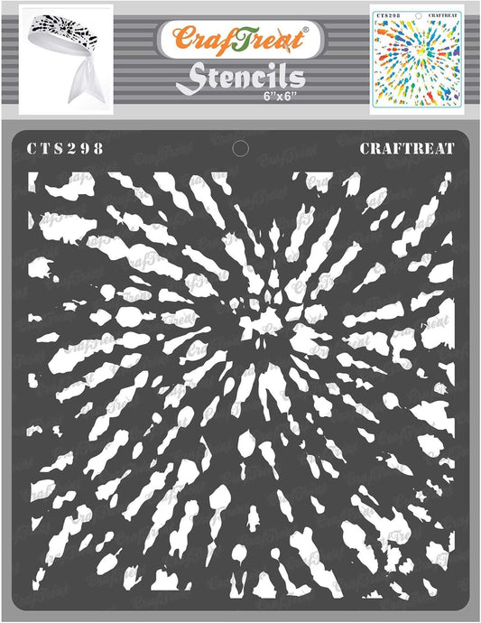 CrafTreat Reusable Tie Dye Stencils for Painting on Wood, Canvas, Paper, Fabric, Floor, Wall and Tile - Tie and Dye - 6x6 Inches - DIY Art and Craft Stencils - Tie Dye Stencil