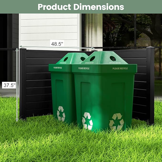 Giantex Air Conditioner Fence 2 Panels - 48''W x 36''H Outdoor Privacy Screen Trash Can Enclosure with 3 Stakes, PVC Vinyl Freestanding Picket Fences for Garden Patio Lawn AC Unit Pool Pump, Black
