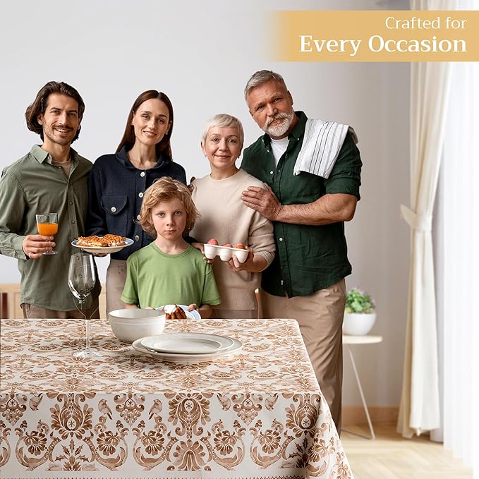 Maison d' Hermine Table Cloth Rectangle Table 100% Cotton 60 x 108 Inches Fall Tablecloth Reusable Everyday Use for Thanksgiving Christmas Decorations Dining Farmhouse Party (Allure)