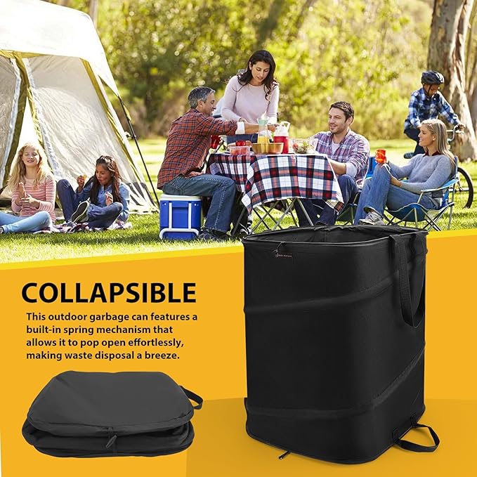 YUDI & GARDEN 46 Gallon Square Collapsible Yard Waste Bin, Collapsible Trash Can, Camping Trash Can - for Collecting Weeds or Leaf or Yard and Party Waste