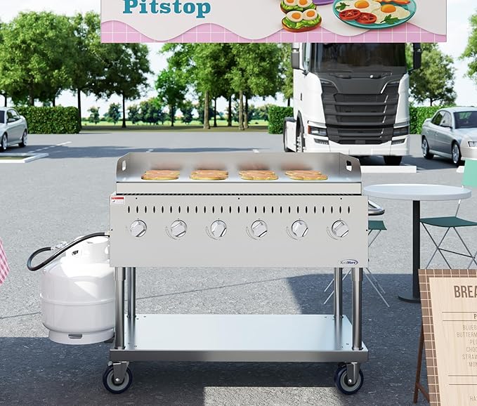 48 in. Commercial Outdoor Propane Gas Grill with Griddle, ETL Listed in Stainless-Steel (CGKIT4-48G)