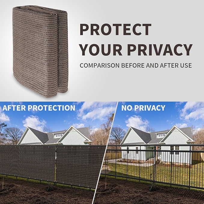 LOVE STORY Custom Size 2'6''x24' Brown Balcony Privacy Screen,UV Block Privacy Fence Screen,90% Shield for Outdoor Pool Garden Apartment Railing