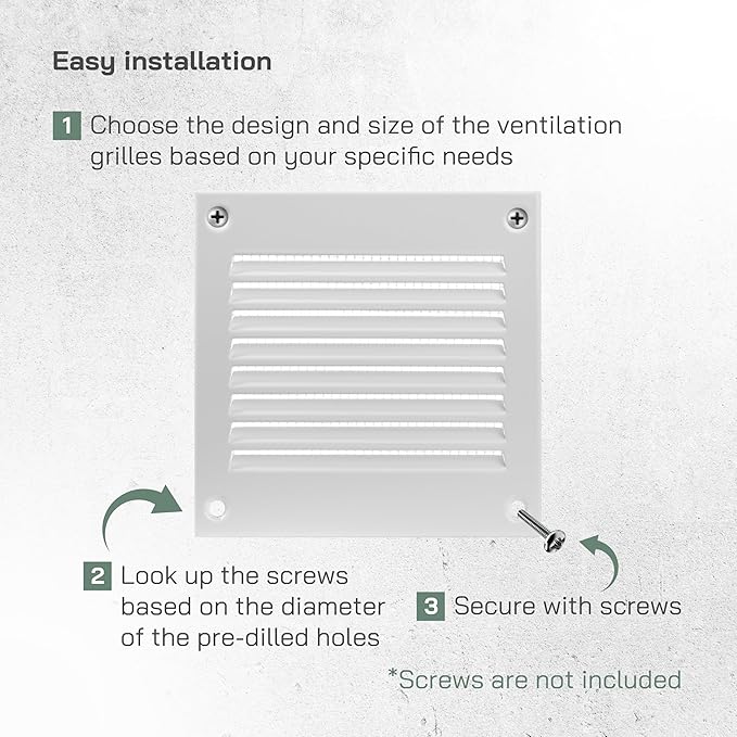 Vent Systems 4'' x 4'' Inch (Overall Dimensions) Pack of 20 - White Air Vent Cover - Metal Air Return Grill with Built in Guard Screen - HVAC Ducting Vent Duct Cover for Interior, Exterior Use