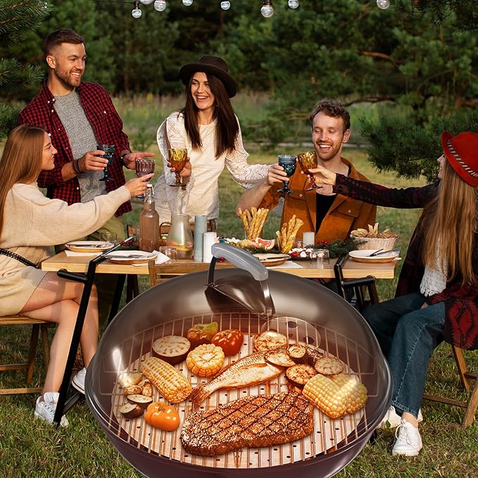 Replacement Round Cooking Grill Grate 21.5 inch, Stainless Steel BBQ Grills with No-Fire 360° Even Heat Distribution Plate, Compatible for Weber Kettle 22" Charcoal Grills & Similar Grills