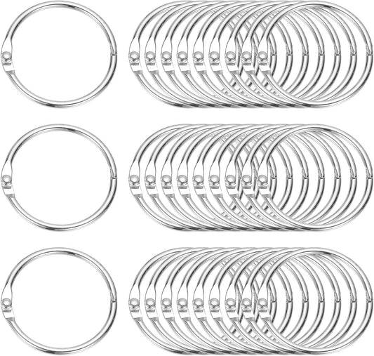 PATIKIL 1.4" x 1.6" Loose Leaf Binder Rings, 30 Pcs Metal Book Rings Nickel Keychain Ring for Paper Index Cards Flash Card Notebook Rings Office Home Book Binder, Silver Tone