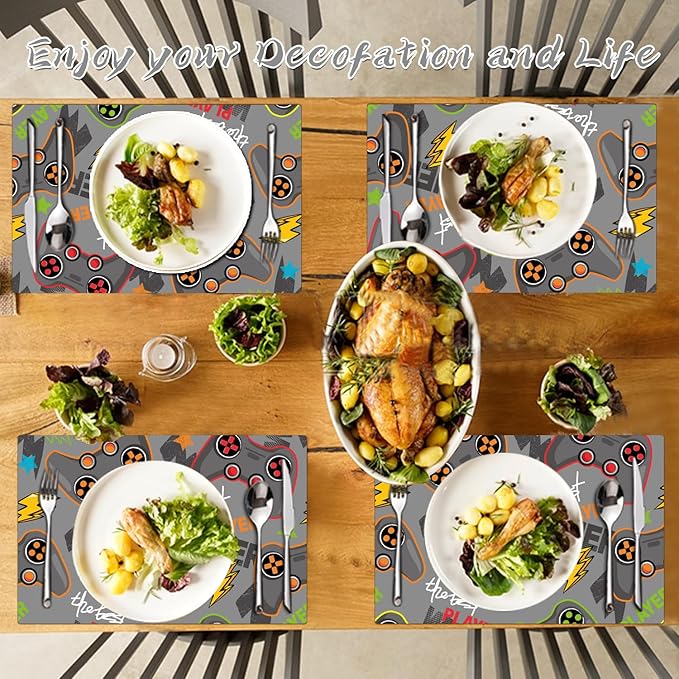 Placemats Set of 4 - Faux Leather Heat Resistant Placemats for Dinner Table, Non-Slip Waterproof Oil-Proof Washable Reusable Placemat for Indoor Outdoor Kitchen Decor, 15.75In*11.81In