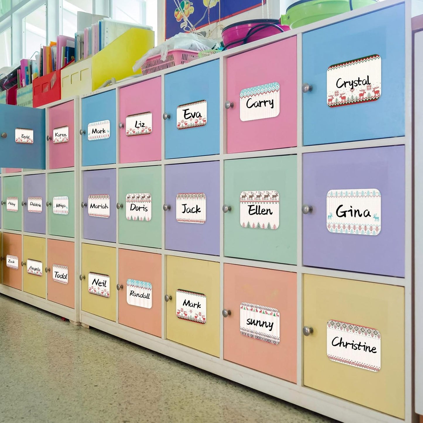 240 Pcs Ugly Sweater Name Tags Stickers for Kids Christmas Classroom Border Gift Labels Xmas Party Name Stickers Reindeer Personalized Paper Tags for Holiday Party Decoration, 3.5 x 2.4 in